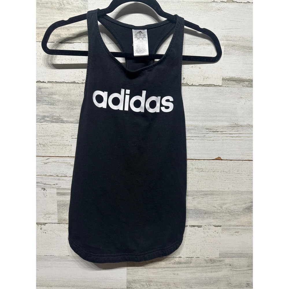 Adidas Tank Top Women XS Black Linear Logo Racerback